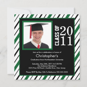 Invitación a graduación fotográfica franjas verdes