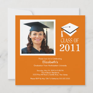 Invitación a graduación fotográfica: Naranja y bla