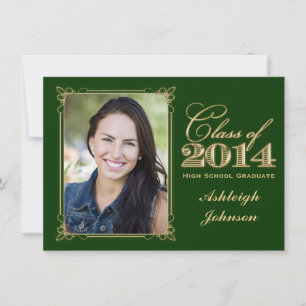 Invitación a graduación fotográfica verde, clase d