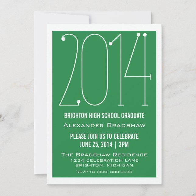 Invitación a graduación Green Trendy 2014 (Anverso)