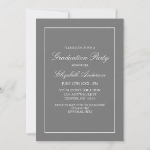 Invitación a graduación gris Minimalista clásica