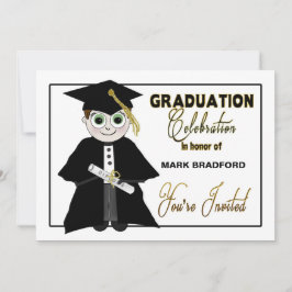 Invitación a graduación - Hombre en Cap & Gown