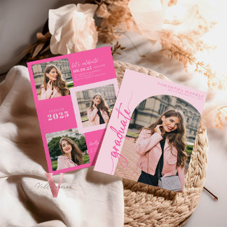 Invitación a graduación Hot Pink 2025 con foto
