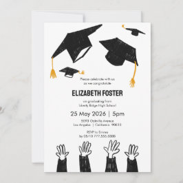 Invitación a graduación ilustrada a mano