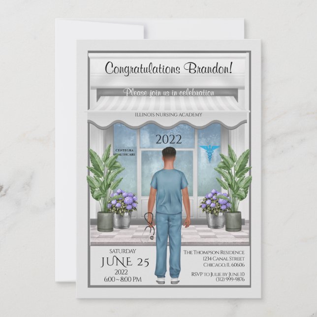 Invitación a graduación masculina para graduados d (Anverso)