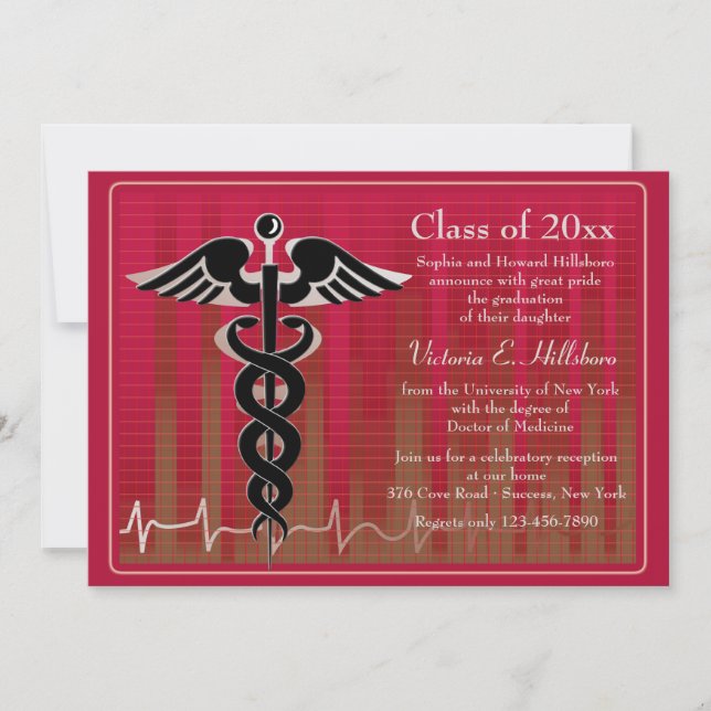 Invitación a graduación médica de Caduceus (Anverso)