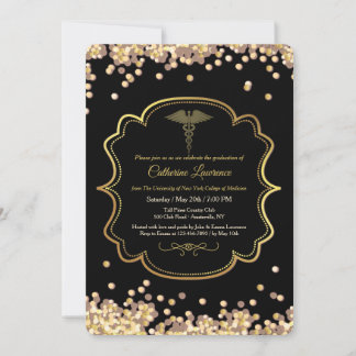 Invitación a graduación médica de Confetti