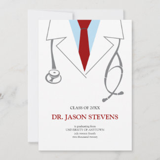 Invitación a graduación médica de escudo blanco de