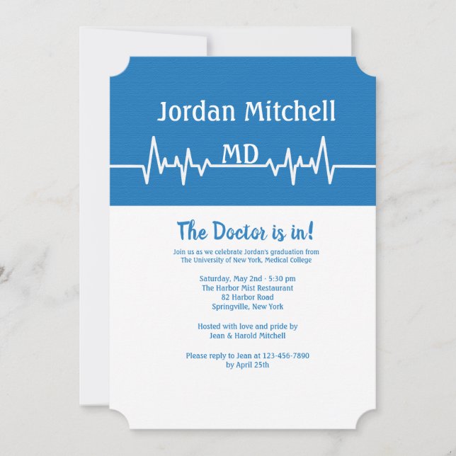 Invitación a graduación médica de línea de vida (Anverso)