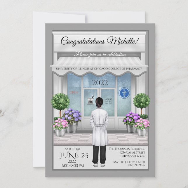 Invitación a graduación médica de Médico PharmD (Anverso)