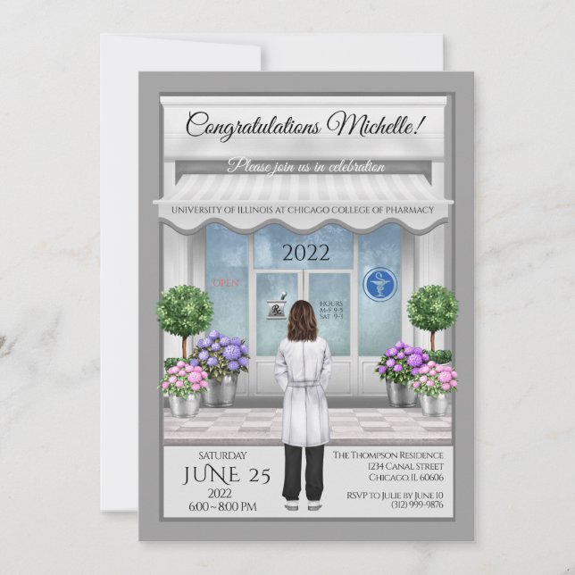 Invitación a graduación médica de Médico PharmD (Anverso)