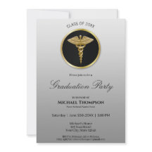 Invitación a graduación médica de Noble Gold Caduc