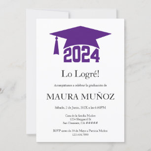 Invitación a graduación minimalista púrpura