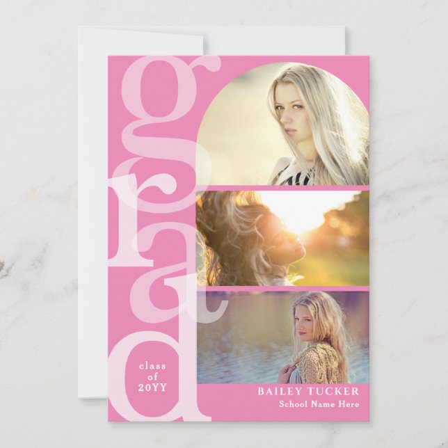 Invitación a graduación moderna de 3-Photo GRAD Ar (Anverso)