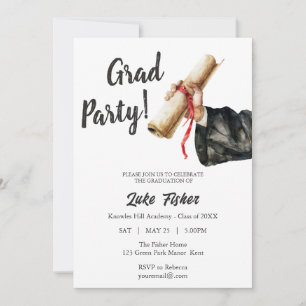 Invitación a graduación moderna Hombre blanco y ne