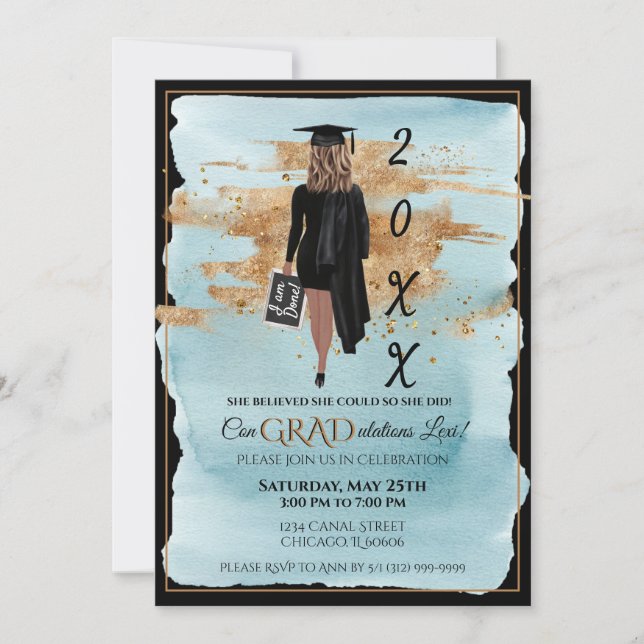 Invitación a graduación Mujeres de piel clara (Anverso)