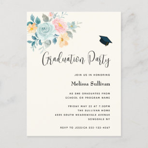 Invitación a graduación para Bouquet de Flor Rosa
