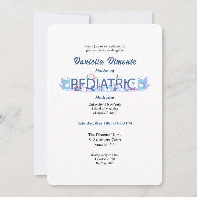 Invitación a graduación pediatra (Anverso)