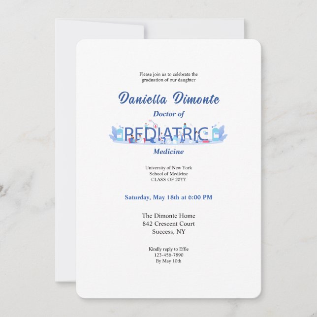 Invitación a graduación pediatra (Anverso)