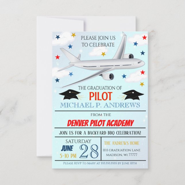 Invitación a graduación piloto (Anverso)
