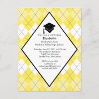 Invitación a graduación Pintor Argyle Amarillo