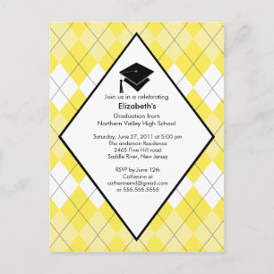 Invitación a graduación Pintor Argyle Amarillo