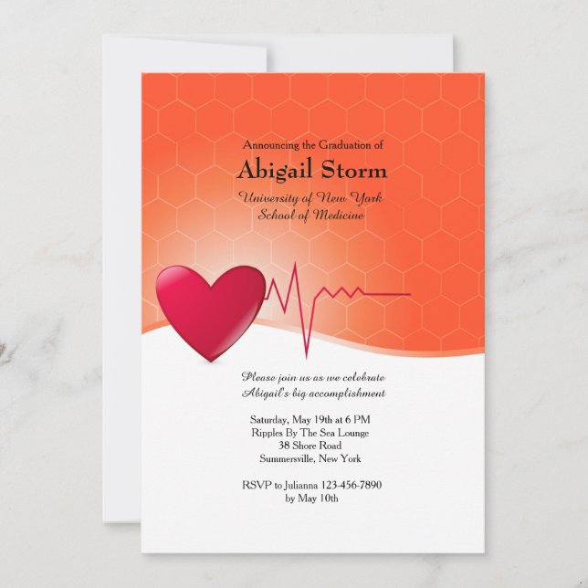 Invitación a graduación por electrocardiograma car (Anverso)