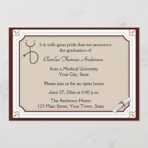 Invitación a graduación por estetioscopio médico