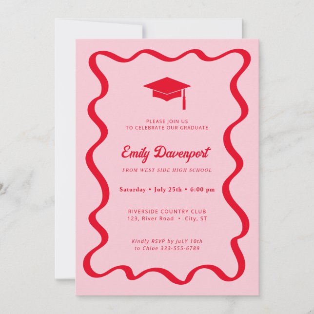 Invitación a graduación por onda Foto al revés (Anverso)