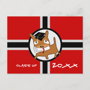 Invitación a graduación Postcard Puppy Red 1