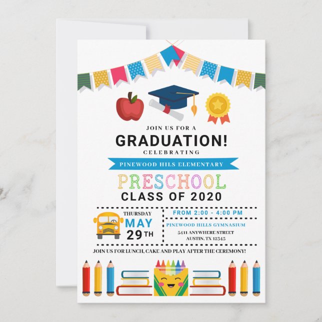Invitación a graduación preescolar (Anverso)