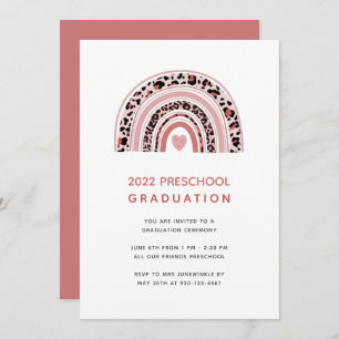 Invitación a graduación preescolar del Boho Rainbo