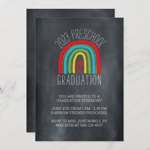 Invitación a graduación preescolar en arco iris de