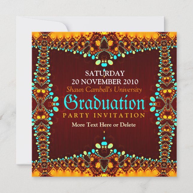 Invitación a graduación real fractal (Anverso)