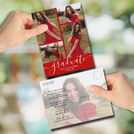 Invitación a graduación roja multifoto
