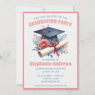 Invitación a graduación rosa y azul