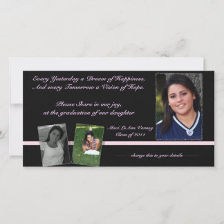 Invitación a graduación rosa y negro para Maci