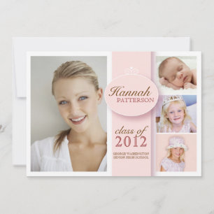 Invitación a graduación rosada de foto de Bonito 4