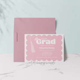 Invitación a graduación rosada moderna
