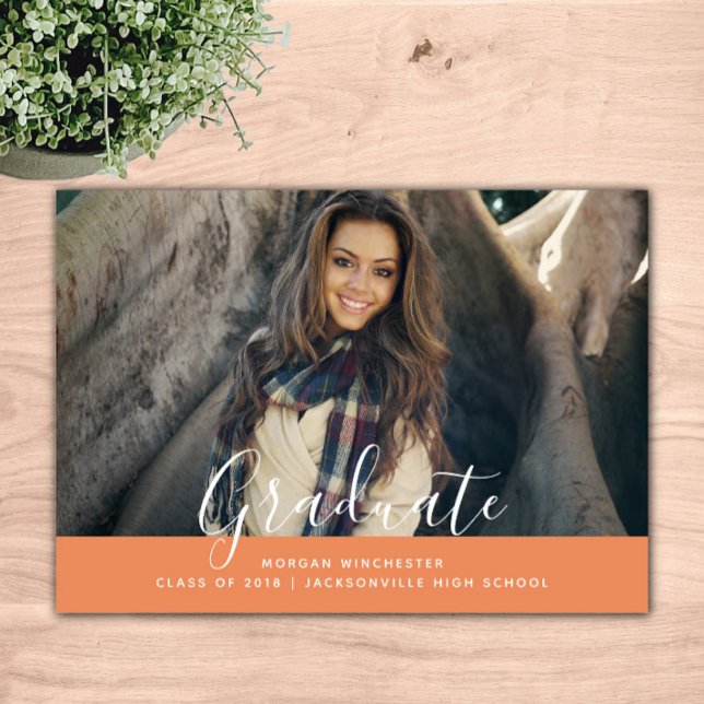 Invitación a graduación simple y elegante | NARANJ (Orange Simple Elegant Graduation Announcement)