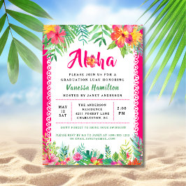 Invitación a graduación tropical de Aloha Luau Fie