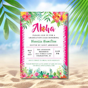Invitación a graduación tropical de Aloha Luau Fie