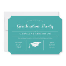 Invitación a graduación verde azulada de Moda mode