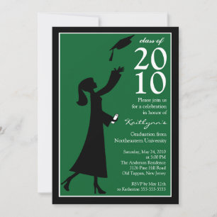 Invitación a graduación verde y azul de moda