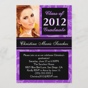Invitación a graduado de Swirl 2012 con color mora
