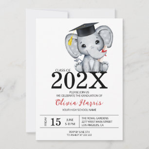 Invitación a graduados de elefante lindo
