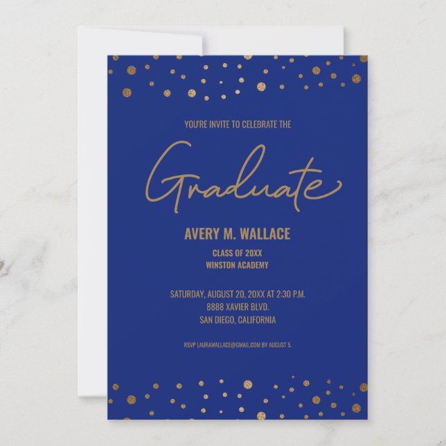 Invitación a graduados para celebrar el oro azul c (Anverso)