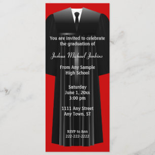 Invitación a graduar a hombres rojos y negros