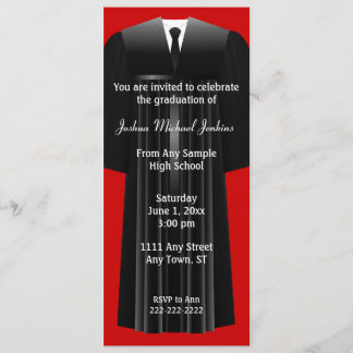 Invitación a graduar a hombres rojos y negros