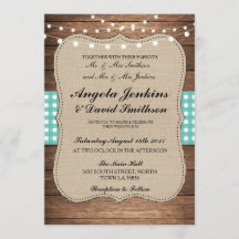 Invitación a granero de leña Rustic Burlap, Boda v